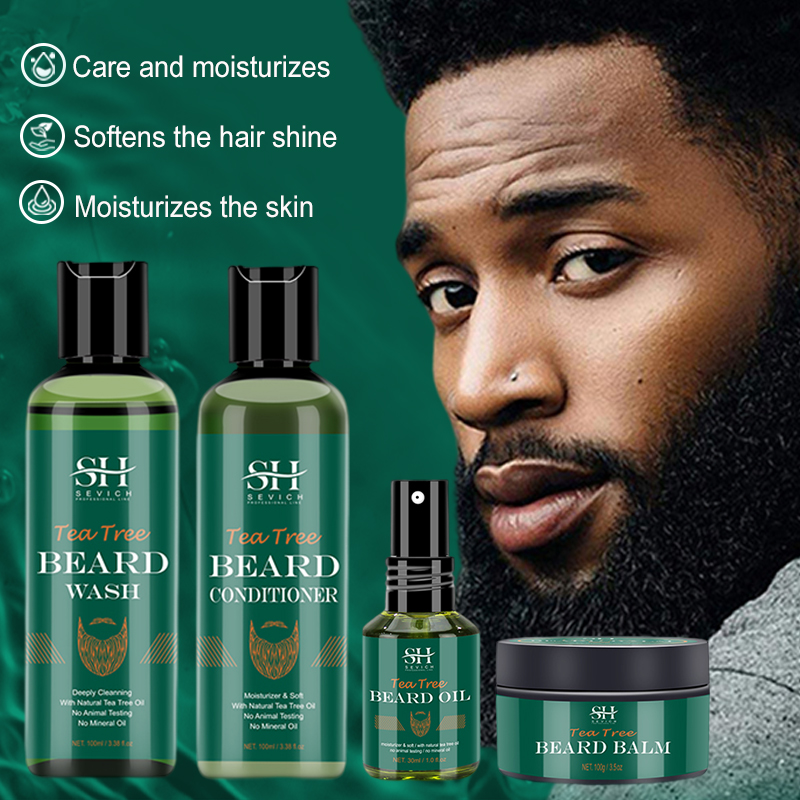 Hair Care Organic - Ensemble d'huile de barbe d'arbre à
